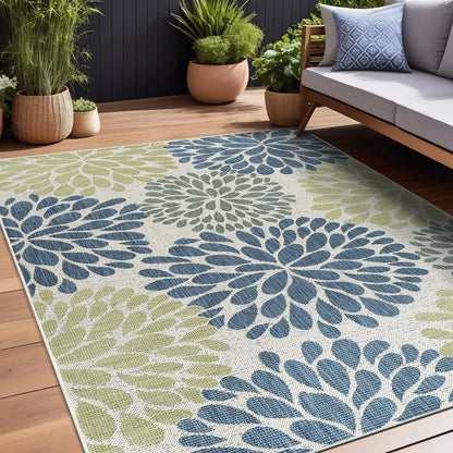 Comfort corner  Outdoor Rug Leaf Area Rugs for Indoor and Outdoor Patio Garden Water Resistant Washable Outside Carpet (5 x 7