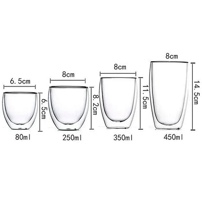 2-18PCS Double Wall High Borosilicate Glass Mug Heat Resistant Tea Milk Juice Coffee Water Cup Bar Drinkware Gift Creativity Set