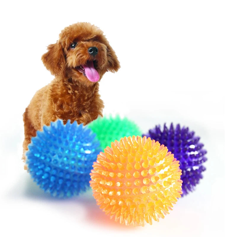 Pet Dog Toys Cat Puppy Sounding Toy Polka Squeaky Tooth Cleaning Ball TPR Training Pet Teeth Chewing Toy Thorn Balls Accessories