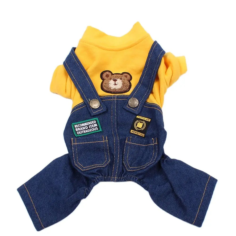 New Pet Jumpsuit Rompers Dog Hoodie Denim Coat T-Shirt Cat Puppy  Jacket Autumn/Winter Clothes Apparel