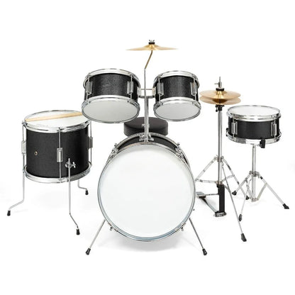 5-Piece Drum Set Advanced Beginner Kit with 16" Bass, Adjustable Throne, Cymbals, Hi-Hats, Pedals & Drumsticks