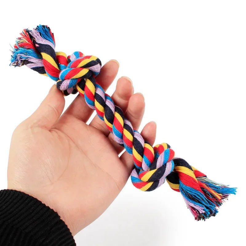 Cotton Dog Toys Puppy Chewing Toys Rope Knot Toy Durable Braided Dog Toys Dog Cleaning Teeth Braided Bone Rope Pet Products 24cm