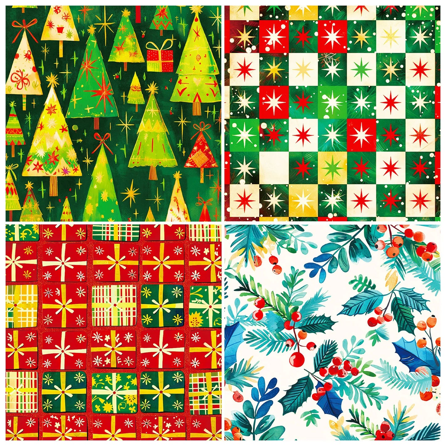 24Sheets Merry Christmas Scrapbook Paper Pad for Journaling DIY Arts,Craft Snowflake,Santa Pattern Christmas Gift Wrapping Paper