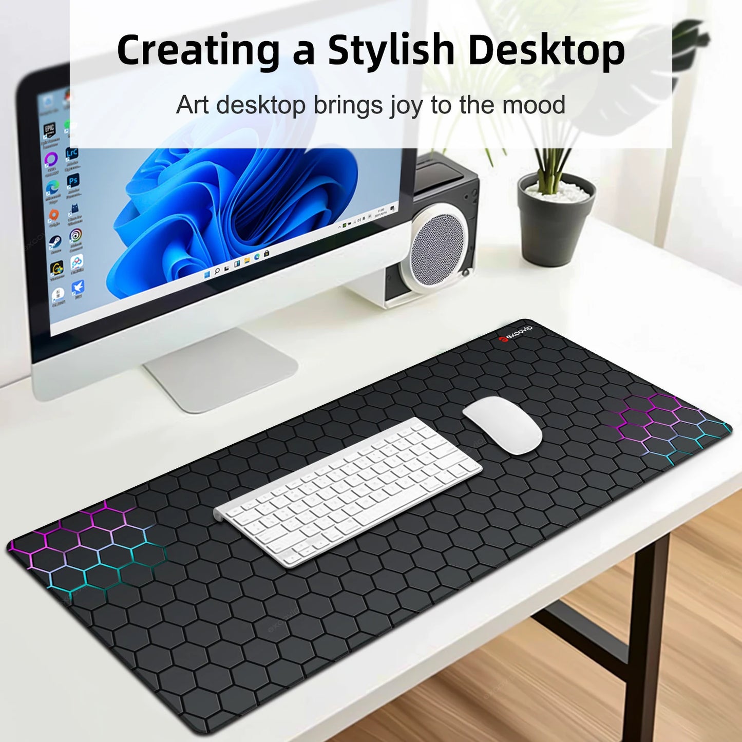 EXCO Gaming Mouse Pad Large with Stitched Edge Non-Slip Rubber Base Extended Desk Mat Keyboard Mousepad for Office Home Computer