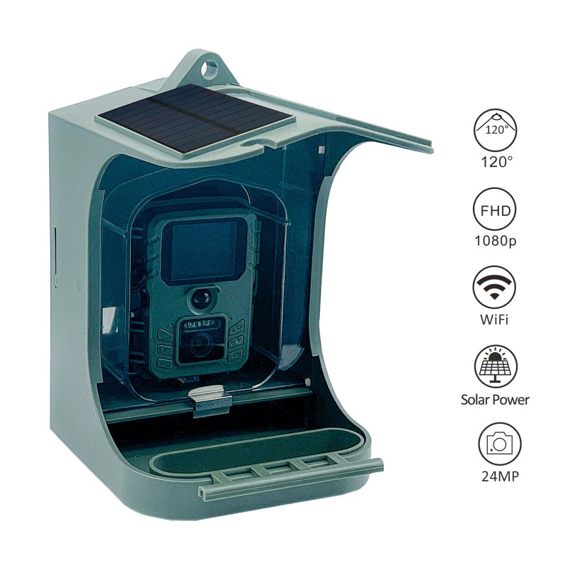 Solar Powered 1080P Wireless WiFi Smart Bird Feeder Camera Waterproof Bird Watching Camera Hunting Camera Trail camera