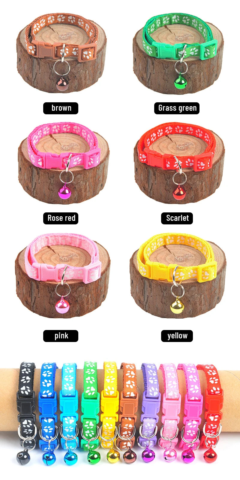 1pc Cute Bell Collar For Cats Dog Collar Teddy Bomei Dog Cartoon Funny Footprint Collars Pet Bell Collar Home Pet Supplies