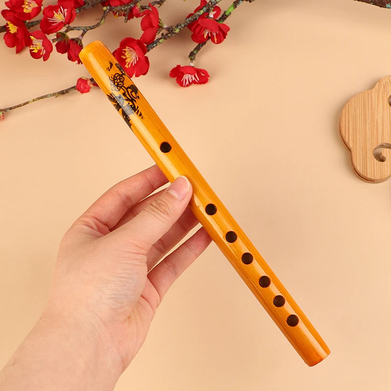 1Pc Chinese Traditional 6 Holes Bamboo Flute Vertical Flute Clarinet Student Musical Instrument Wooden Color Flute For Beginner