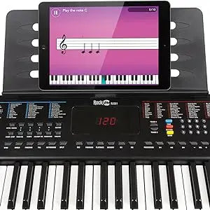 Compact 61 Key Keyboard with Sheet Music Stand, Power Supply, Piano Note Stickers & Simply Piano Lessons