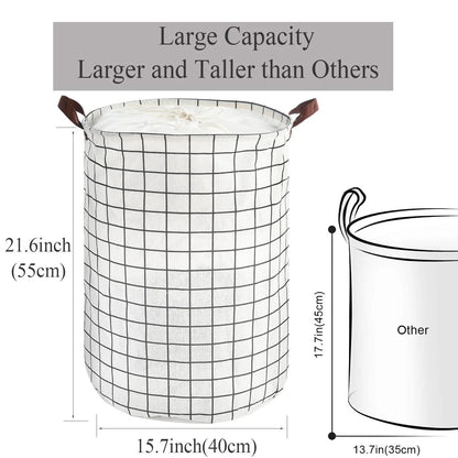 Thickened Large Laundry Hamper with Durable Handle,21.6" Tall Round Laundry Basket for Clothes Storage