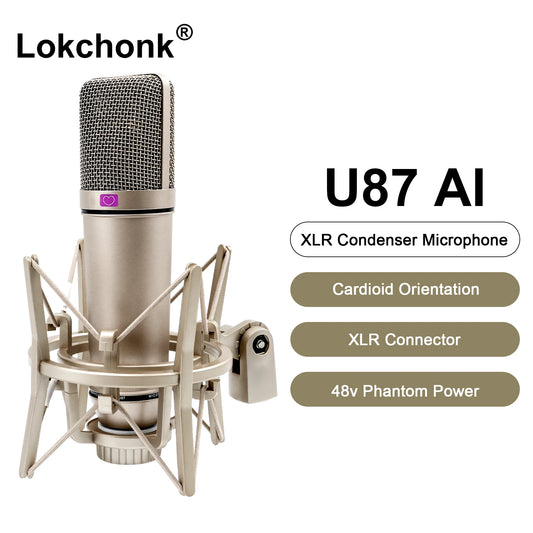 U87 AI XLR Condenser Microphone Professional Cardioid Studio Mic for Recording Podcasting Voice Over Streaming Home Studio