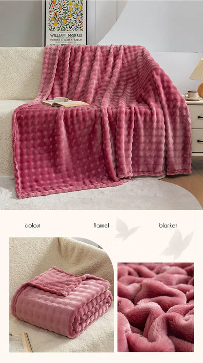 Summer High Weight Bubble Rabbit Flannel Blanket Air Conditioning Sofa Blanket Gift Casual Coral Velvet Small Blanket