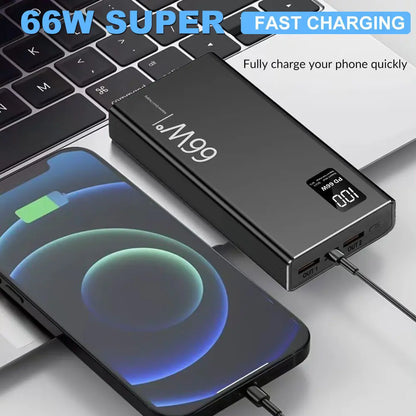 66W 20000mAh Fast Charger Power Bank Portable Battery Charger USB Two-way Quick Charging for iPhone Xiaomi Huawei Samsung