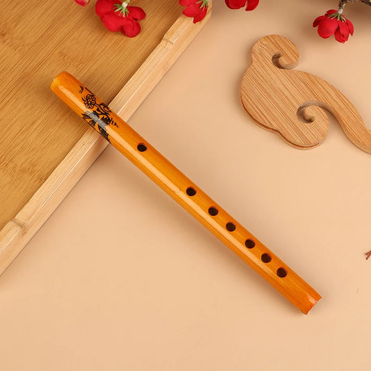 1Pc Chinese Traditional 6 Holes Bamboo Flute Vertical Flute Clarinet Student Musical Instrument Wooden Color Flute For Beginner