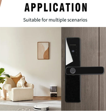 PHIPULO Tuya Wifi Smart Door Lock Digital Electronic Lock One-click Biometric Lock Fingerprint Lock Suitable for Entrance Door