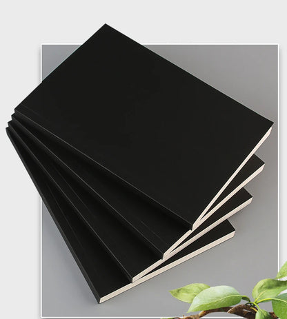 Black Cover A5/B5 Notebook,128 Sheets/256 Pages/Book,Blank,Horizontal Line and Grid Pages Office Study Notes Supplies CS-078