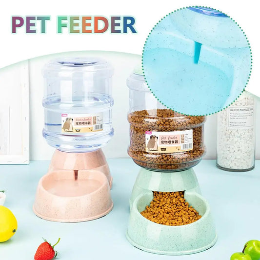 Large Capacity Pet Feeder Small Dog Food Bowl Automatic Water Dispenser Cat Feeder Drinking Bowl Pet Feeding Drinker Water Bowl