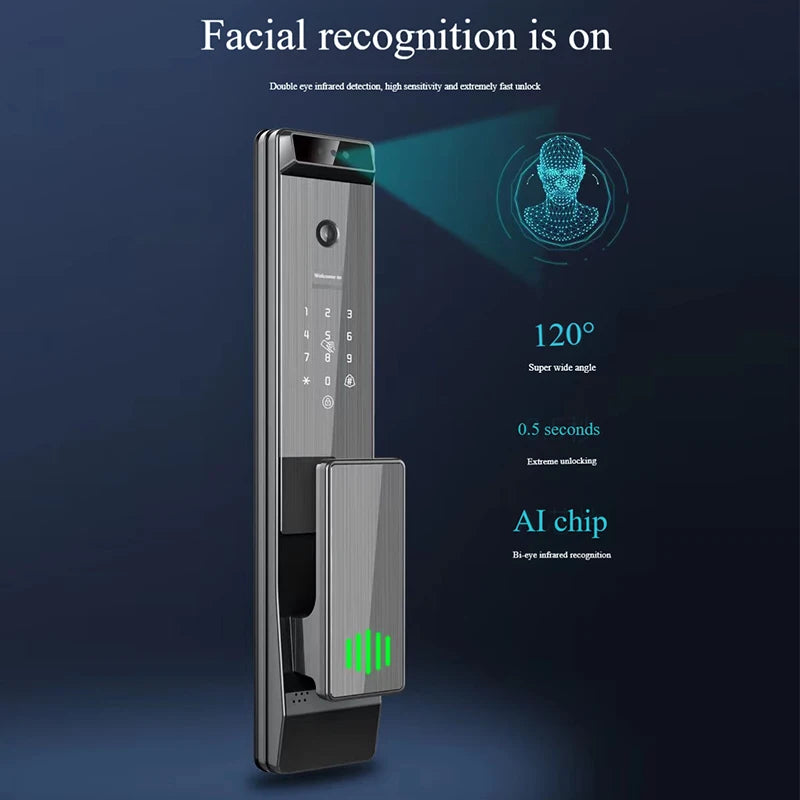 Voice Control Tuya APP Face Recognition Smart Door Lock Electronic Digital Door Lock Fully Automatic Door Lock With Camera