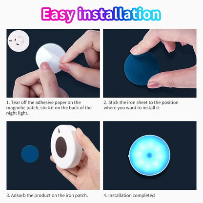 BANDIAN Bedroom Night Smart Motion Sensor Light USB LED Switch Rechargeable Light Kitchen Hallway Room