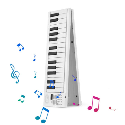 61-Key Foldable Electronic Piano Multifunctional Electronic Piano Keyboard LED Display Rechargeable Battery for Beginners