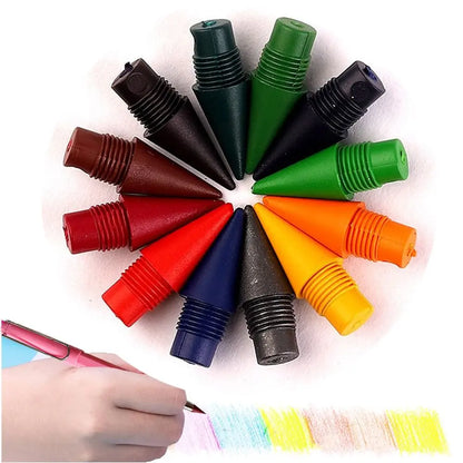 12pcs Replaceable 12 Colors Eternal Pencil Nib No Ink HB Pencil Writing Accessories Art Sketch Stationery Kawaii School Supply