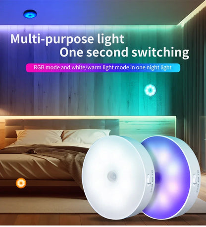 BANDIAN Bedroom Night Smart Motion Sensor Light USB LED Switch Rechargeable Light Kitchen Hallway Room