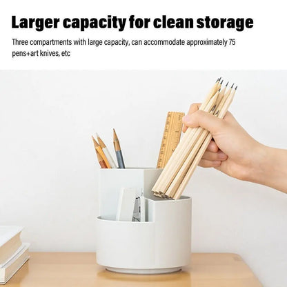 360 Rotating Large Capacity Rotating Pen Holder Desk Pencil Storage Box Organizer Makeup Brush School Office Stationery Supplies