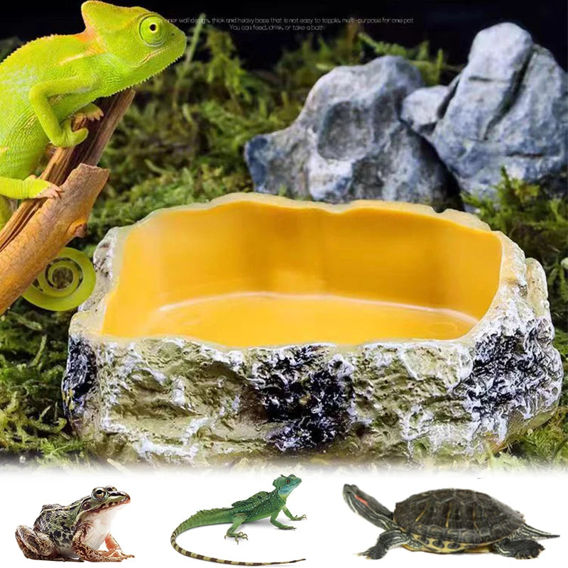 Reptile Water Basin Feeding Trough Aquarium Landscaping Decoration Pet Amphibian Drinking Basin Turtle Lizard Reptile Supplies