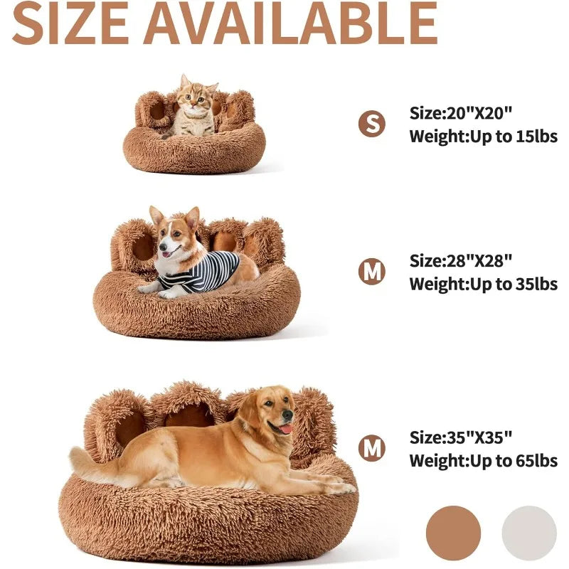 Calming Cat & Dog Bed, Anti-Anxiety Donut Pet Cozy Soft Round Cute Washable Bed for Large Sized Cat & Dog