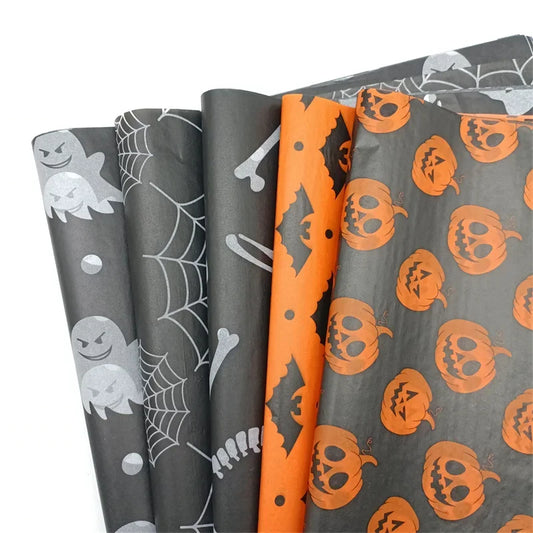 20*14inch Halloween Wrapping Paper, Skull/Spider Web Pattern Gift Wrap Tissue Paper Decorative Craft Paper for Party 20 Sheets