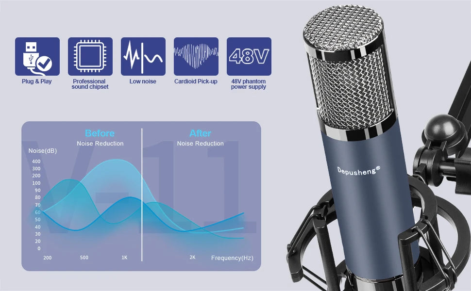 Audio Interface Depusheng MD22 Professional Sound Card with Monitoring Electric Guitar Live Recording For Studio Singing Micro