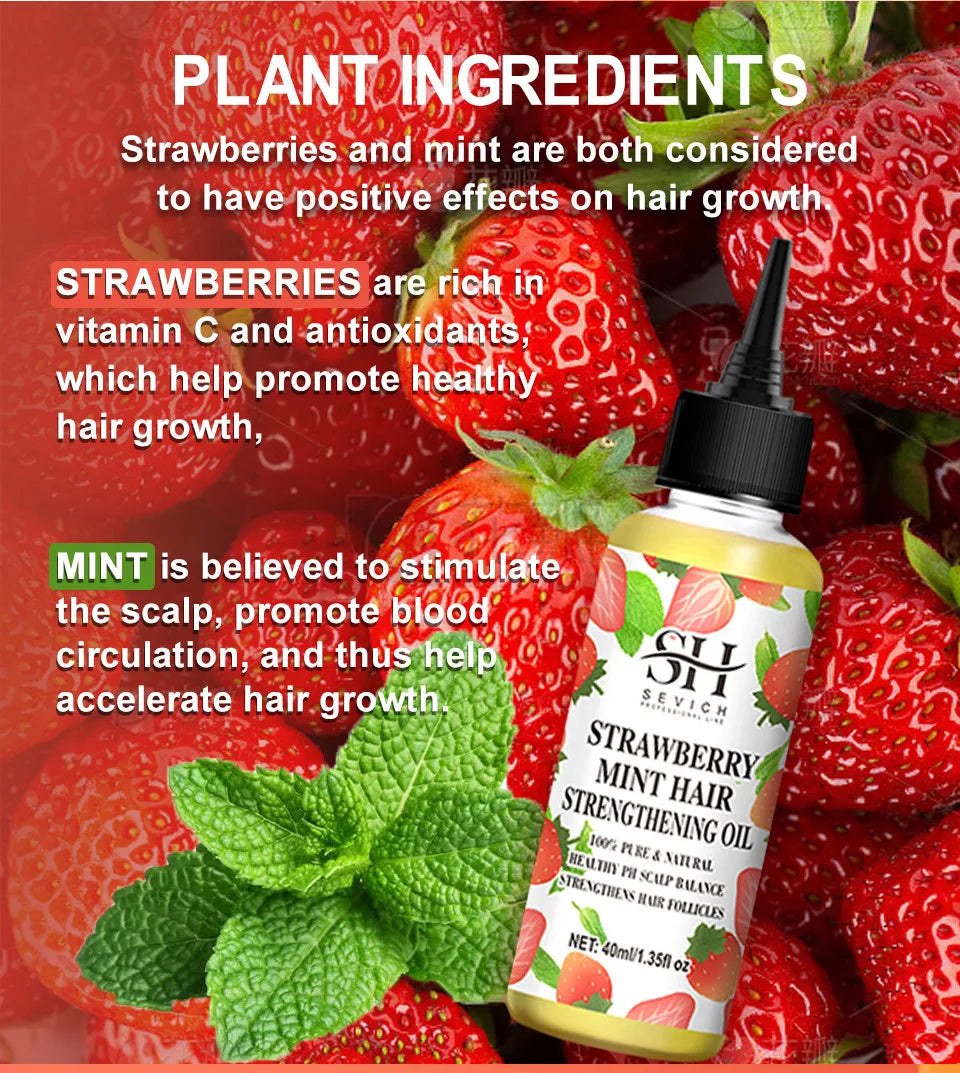 Strawberry Hair Growth Oil Hair Care Essence Repair Hairs Damaged Care Treatment Strengthening Moisturizing Oil Anti Hair loss