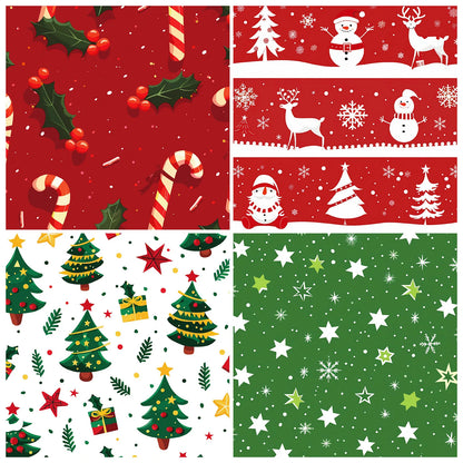 24Sheets Merry Christmas Scrapbook Paper Pad for Journaling DIY Arts,Craft Snowflake,Santa Pattern Christmas Gift Wrapping Paper