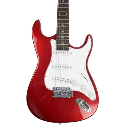 Electric Guitar Full Size With Amp, Case And Accessories Pack Beginner Starter Package, Metallic Red