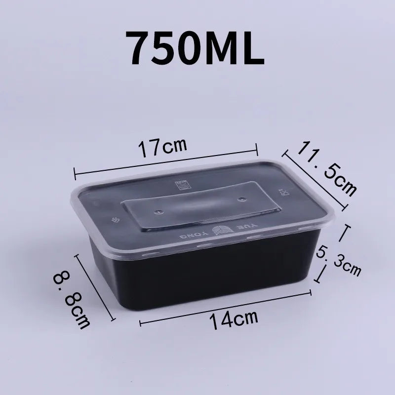 Disposable Food Container Kitchen Refrigerator Storage Box Fruit Salad Sandwich Takeout Lunch Box with Lid Catering Supplies