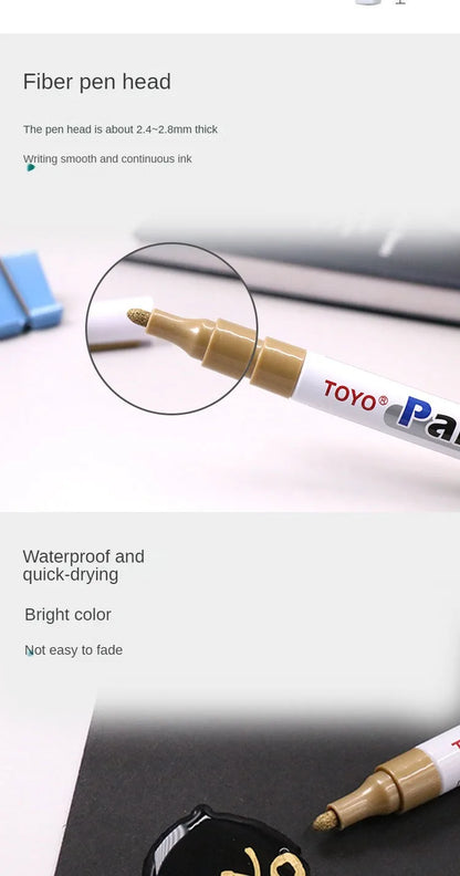 1Pcs Waterproof Cars Wheel Tire Oily Mark Pen Auto Rubber Tyre Colorful Permanent Paint Pen Graffiti Touch Up Paint Marker Pen