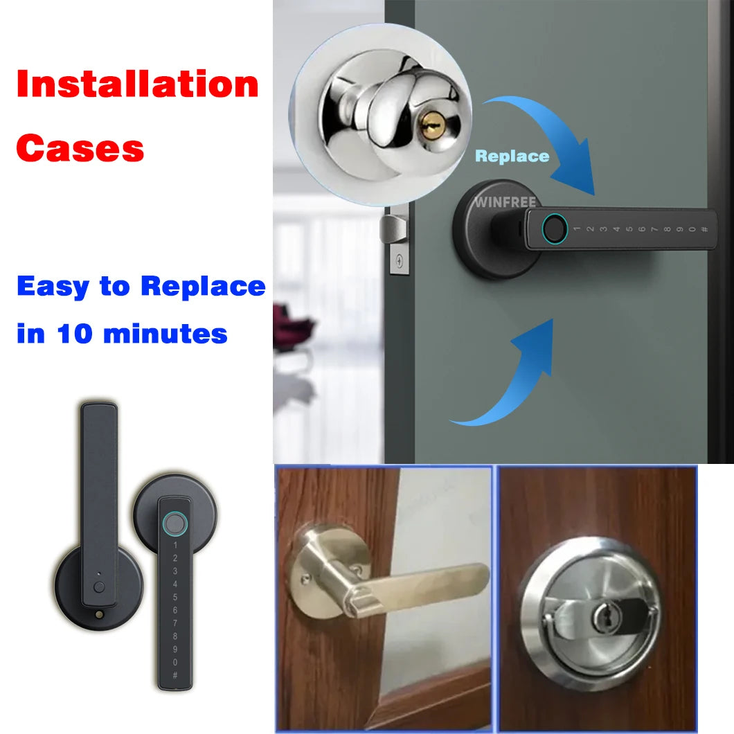 WINFREE Smart Lock Tuya Bluetooth Keyless Access Office Home Fingerprint Lock Voice Control Alexa Google Assistant