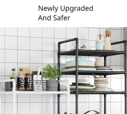 Storage Multilevel Kitchen Rack Panel Microwave Floor Rack Multilevel Kitchen Storage Rack With Pulleys For ToolHousehold Carts