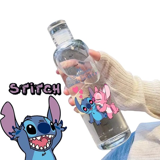 New 500ml Disney Stitch Water Cup Water Bottles Plastic Transparent Anime Cartoon Student Water Bottle Drinkware Leak-proof Gift