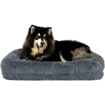 2 in 1 Calming Dog Beds for Large Dogs, Dual Layer Orthopedic Egg Crate Foam & Memory Foam Faux Fur Shag Pet Mattress