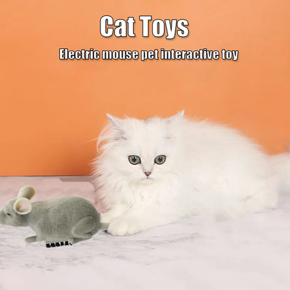 Electric Mouse Toys Cat Play Automatic Escape Robot Vibration Crawling Battery Operated Plush Mouse Pet Interaction Plaything