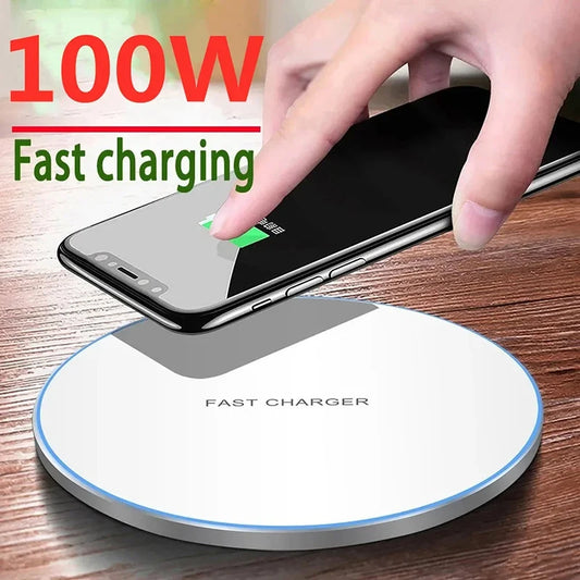 100W Fast Wireless Charger Mobile Phone Chargers Pad Stand For iPhone 15 14 13 12 Pro Max 8 Samsung Xiaomi Charging Dock Station