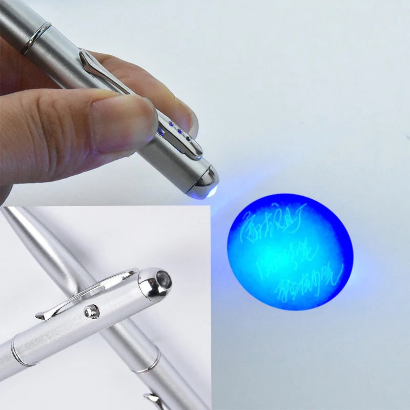 1PC Creative Magic LED UV Light Ballpoint Pen Invisible Ink Pen Secret Message Writing Drawing Pen Ballpoint Pens School Supplie