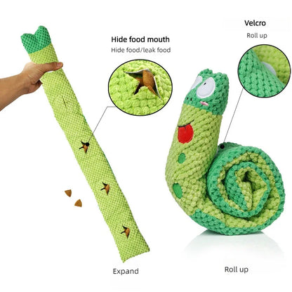 Dog Puzzle Toy Plush Sound Toys Foldable Snail Sniffing Interactive Squeak Food Molar Dog Pet Toy Supplies for Foraging Training