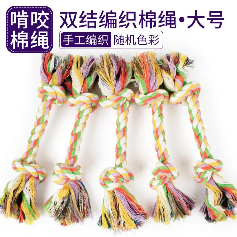 Cotton Dog Toys Puppy Chewing Toys Rope Knot Toy Durable Braided Dog Toys Dog Cleaning Teeth Braided Bone Rope Pet Products 24cm