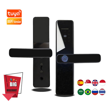 PHIPULO Tuya Wifi Smart Door Lock Digital Electronic Lock One-click Biometric Lock Fingerprint Lock Suitable for Entrance Door