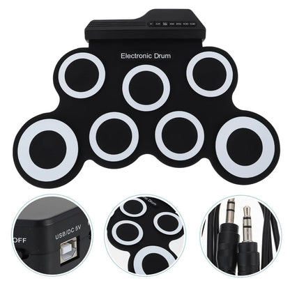 Electronic Drum Set Foldable Music Drums USB Silicone Drum Portable Practice Drums USB Pad Portable Practice Drums Kit with Drum