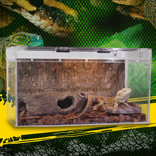 Reptiles Amphibians Feeding Box Acrylic Breeding Box Animal Habitat Cage Ventilation Holes Transparent Jumping Reptile Enclosure