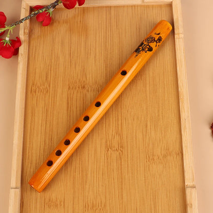 1Pc Chinese Traditional 6 Holes Bamboo Flute Vertical Flute Clarinet Student Musical Instrument Wooden Color Flute For Beginner