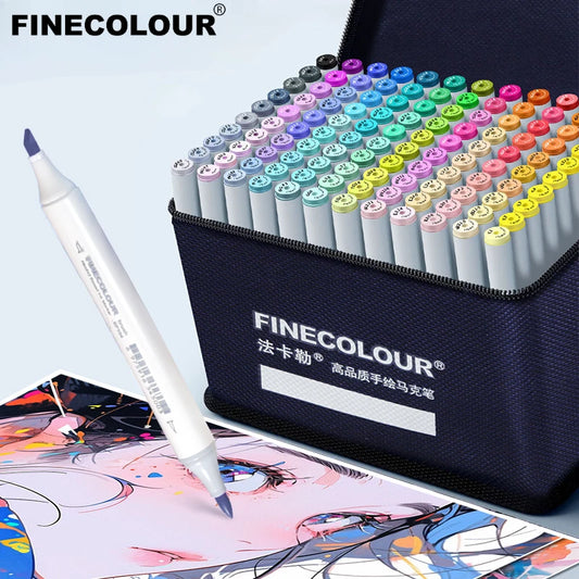 FINECOLOUR EF101 alcoholic Marker Pen Dual Tips Alcohol Art Markers Set Coloring Manga Sketching Drawing Pen School Supplies