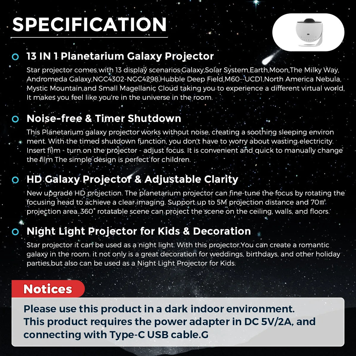 13 in 1 Star Projector, Planetarium Galaxy Projector for Bedroom, Aurora Projector, Night Light Projector for Kids Adults